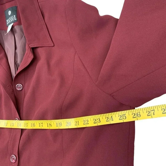 Maggie Barnes Vintage Long Sleeve Button Down Shirt Jacket Size 20W Burgundy - Picture 12 of 16